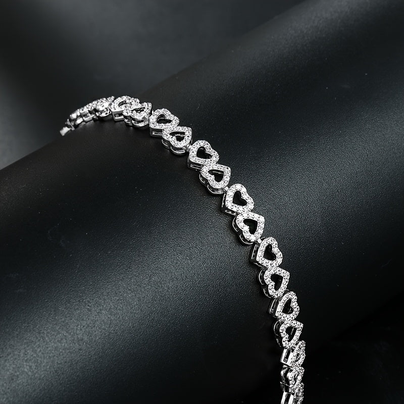 Hollow Heart Tennis Bracelet