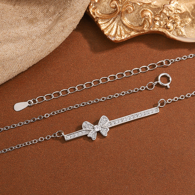 Sweet Bow Bar Necklace