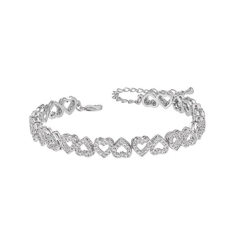 Hollow Heart Tennis Bracelet