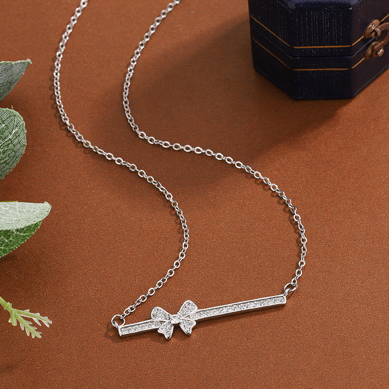 Sweet Bow Bar Necklace