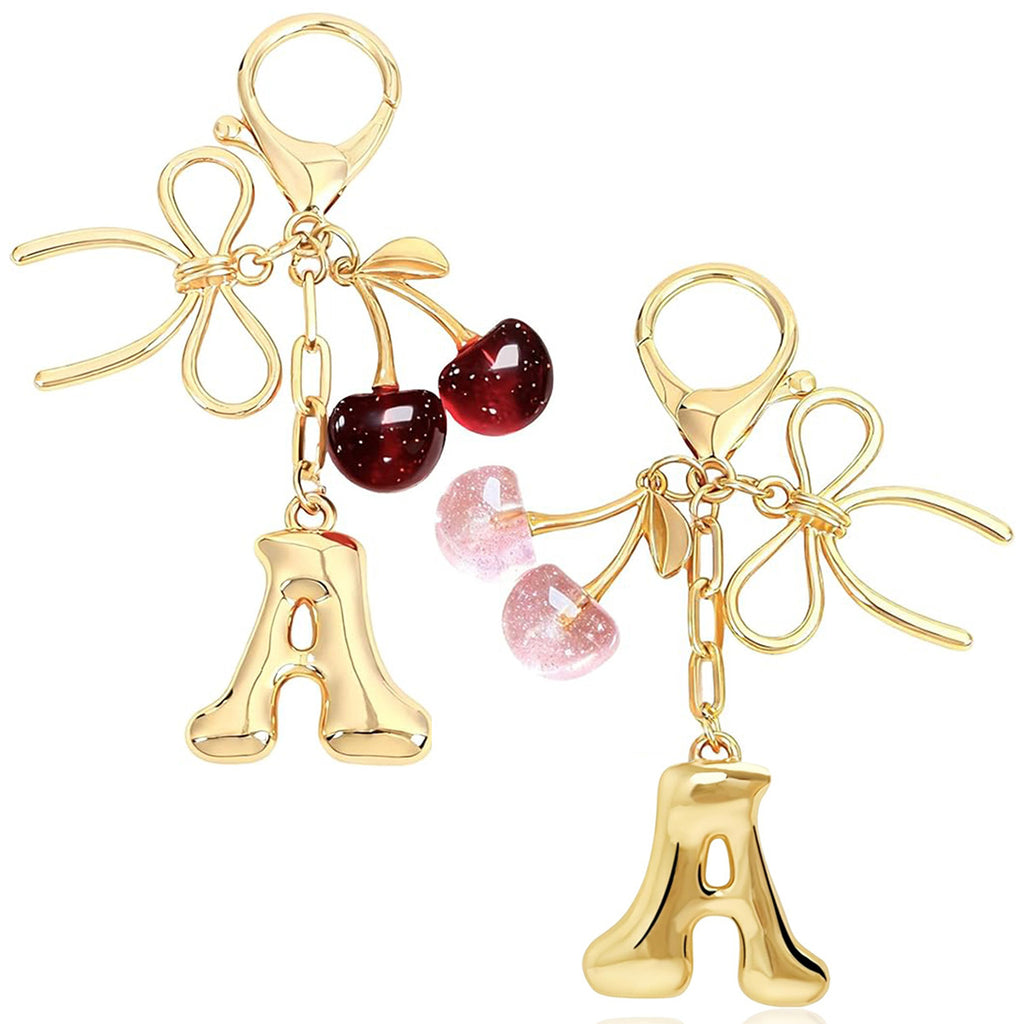 Letter Bag Charm With A Bow And Cherry🍒