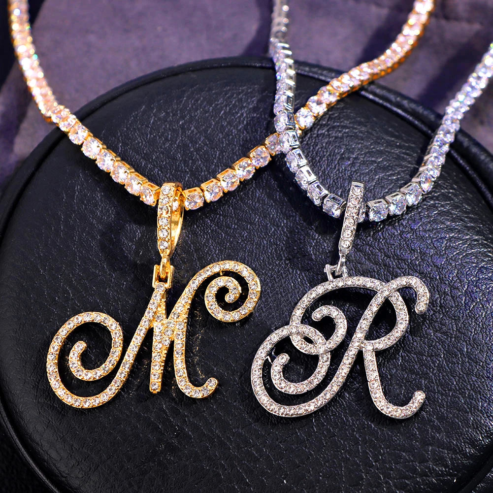 Cursive Cubic Zirconia Initial Chain