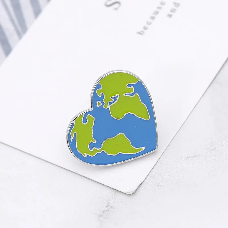 Earth Heart World Map Enamel Pin