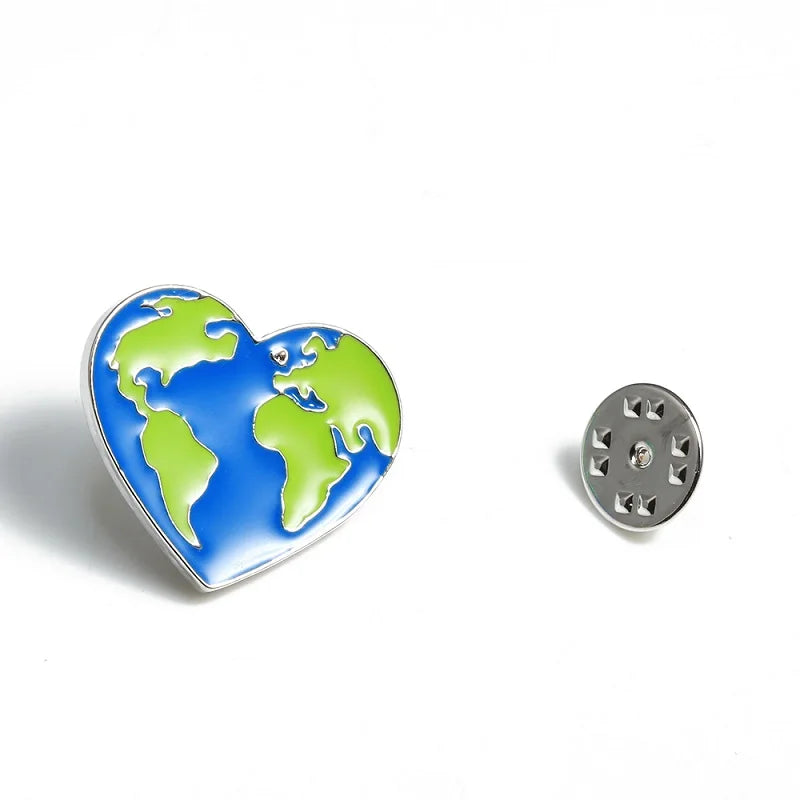 Earth Heart World Map Enamel Pin