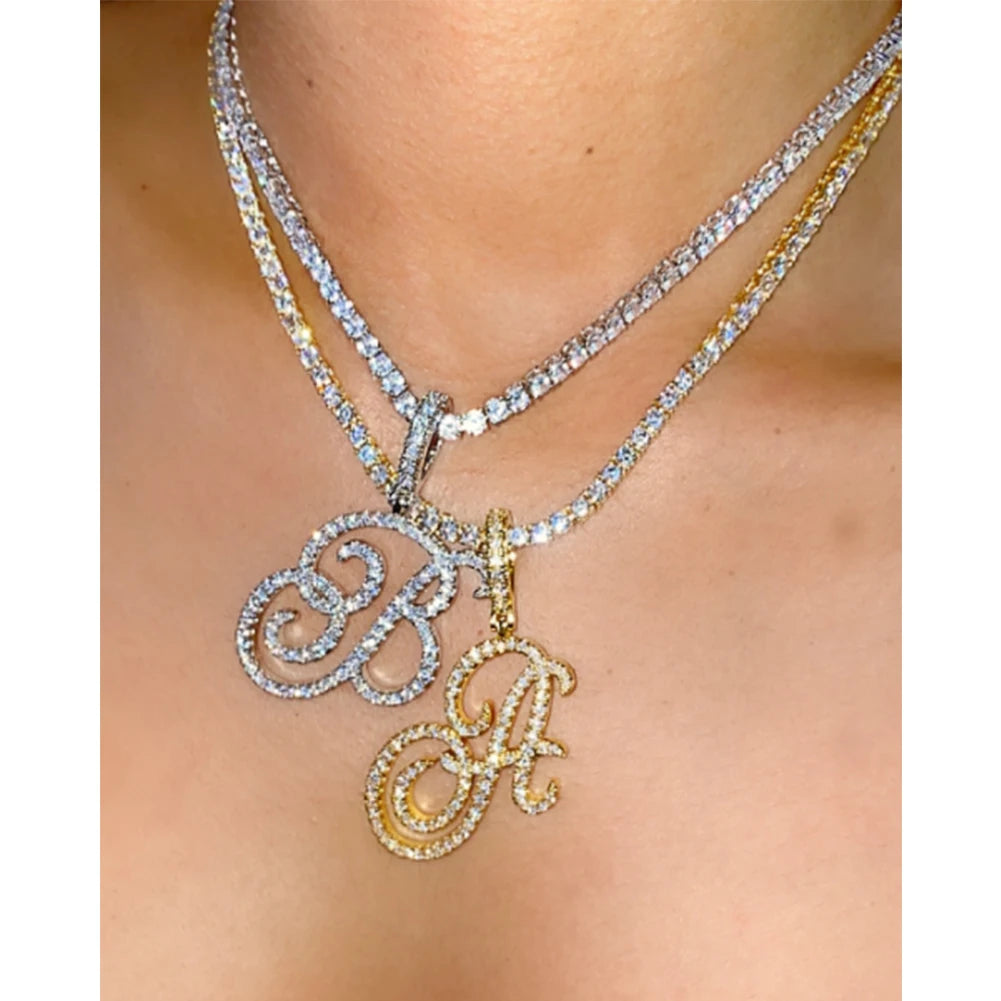 Cursive Cubic Zirconia Initial Chain