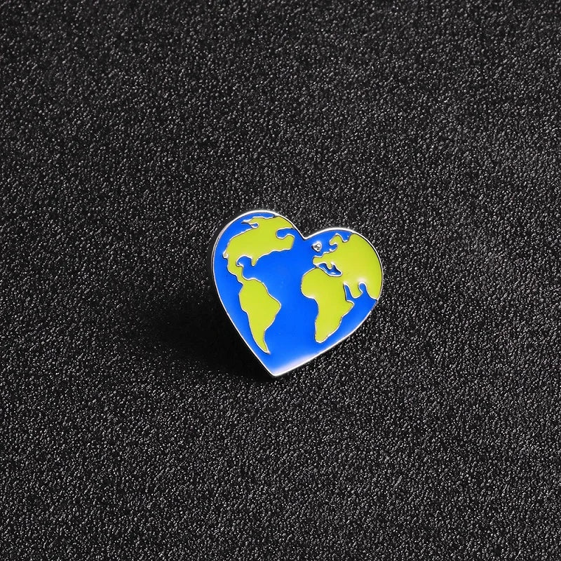 Earth Heart World Map Enamel Pin