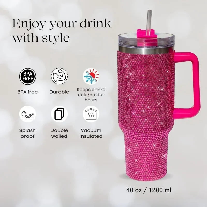 40oz Rhinestone Tumbler With Straw