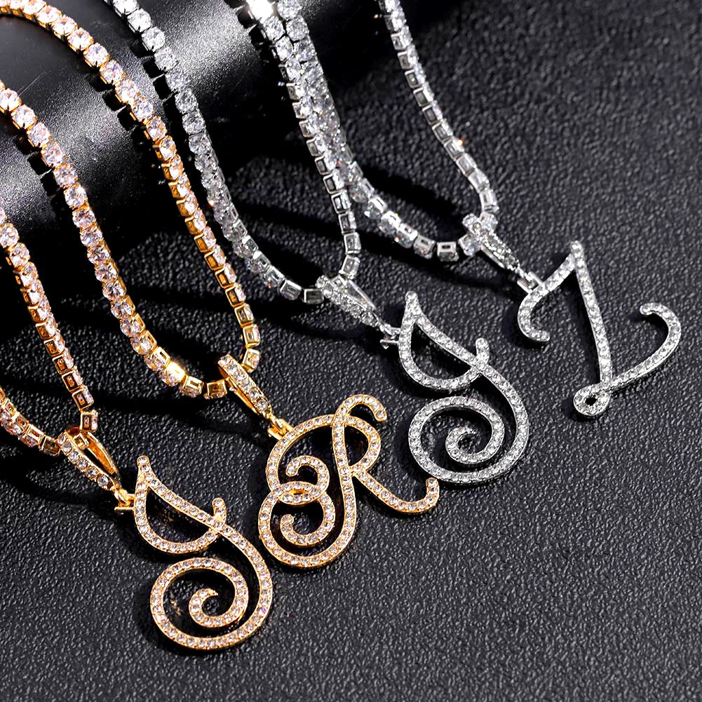 Cursive Cubic Zirconia Initial Chain