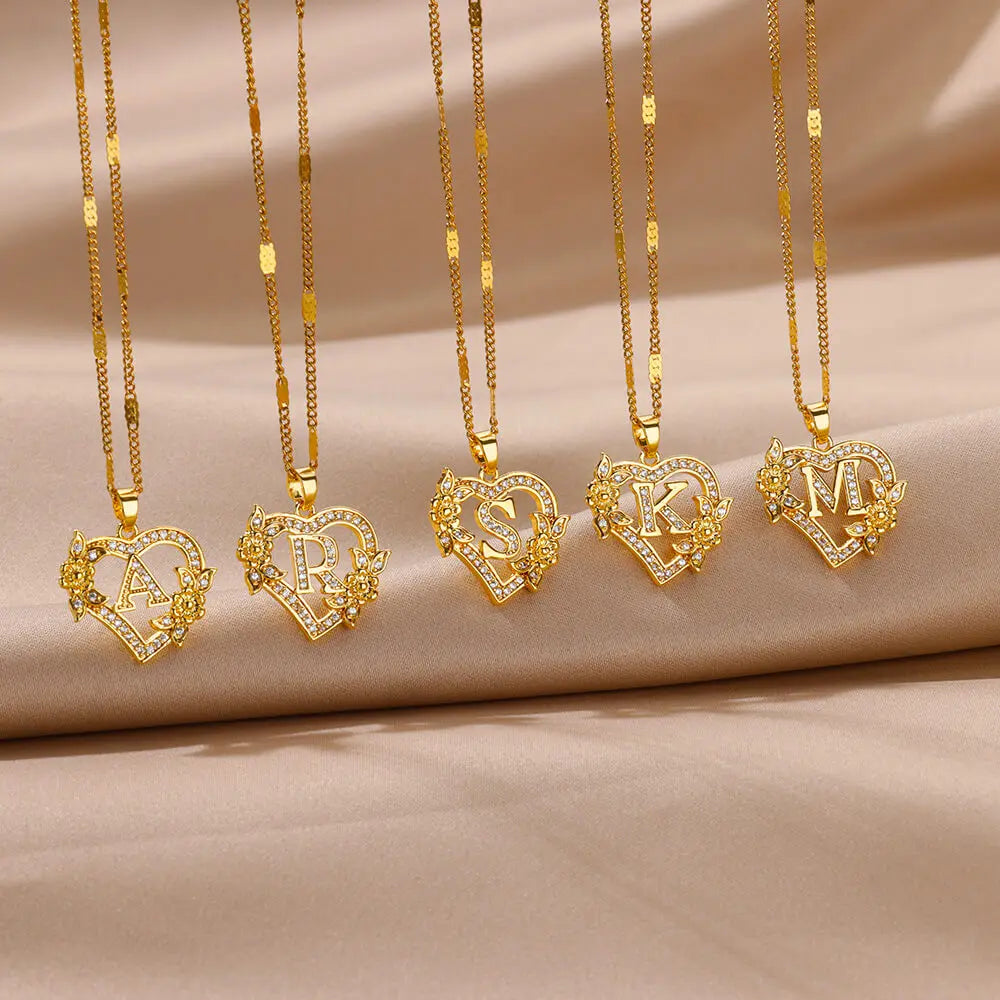 Heart Initials Necklaces