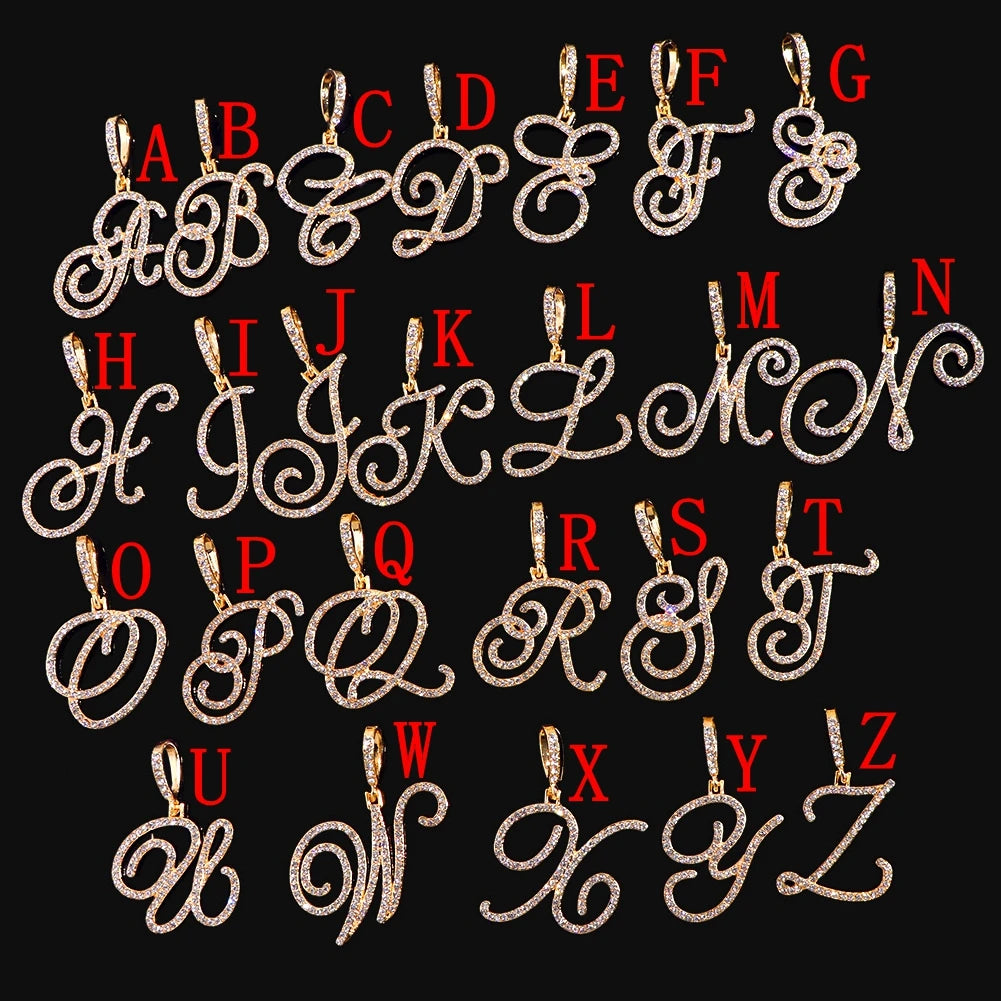 Cursive Cubic Zirconia Initial Chain