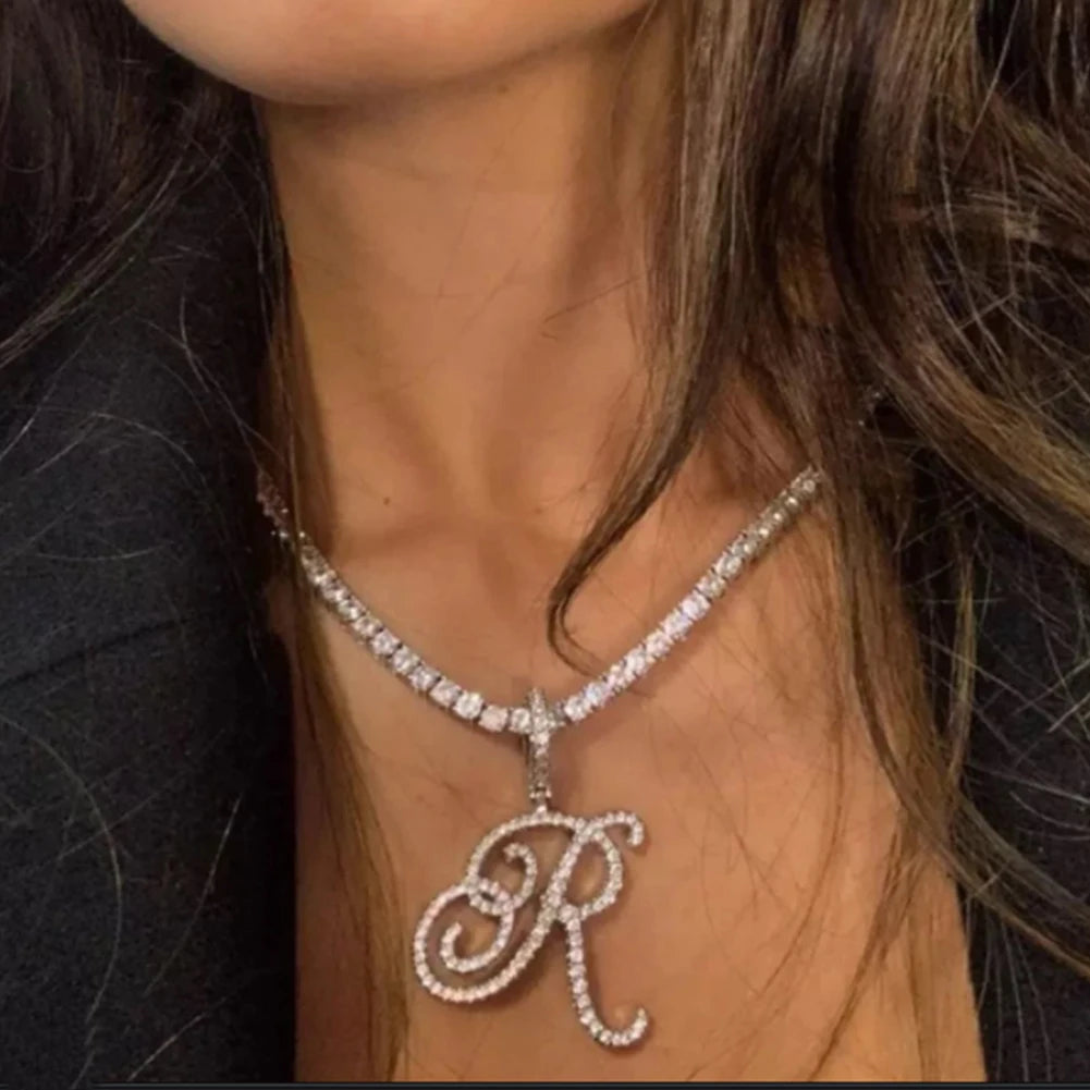 Cursive Cubic Zirconia Initial Chain
