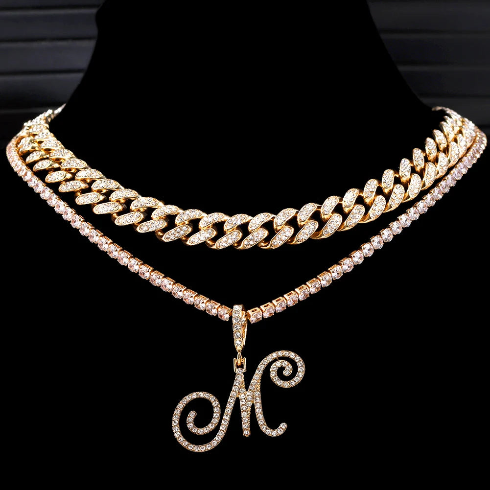 Cursive Cubic Zirconia Initial Chain