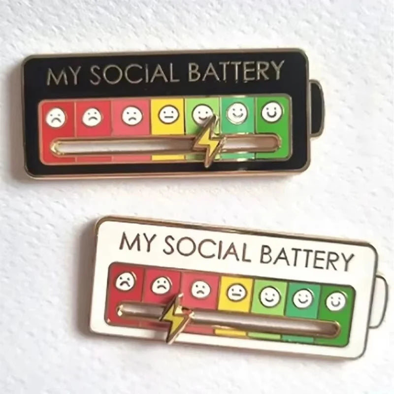 Social Battery Enamel Pin (Functional)