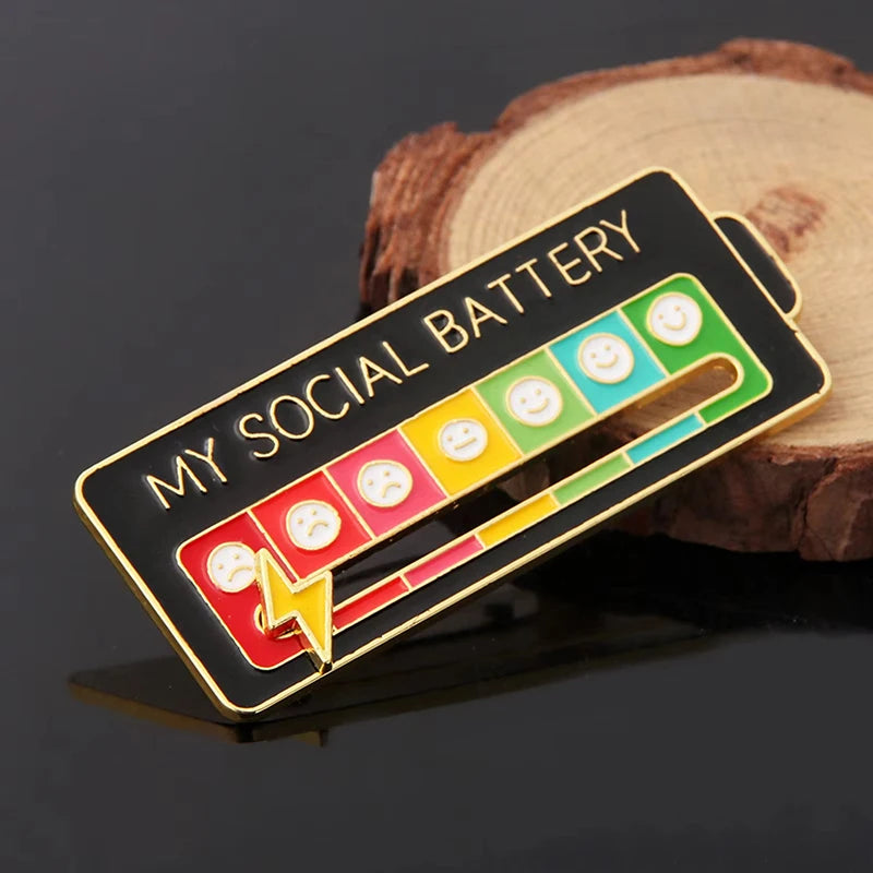 Social Battery Enamel Pin (Functional)