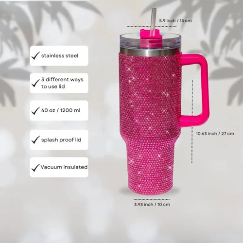 40oz Rhinestone Tumbler With Straw