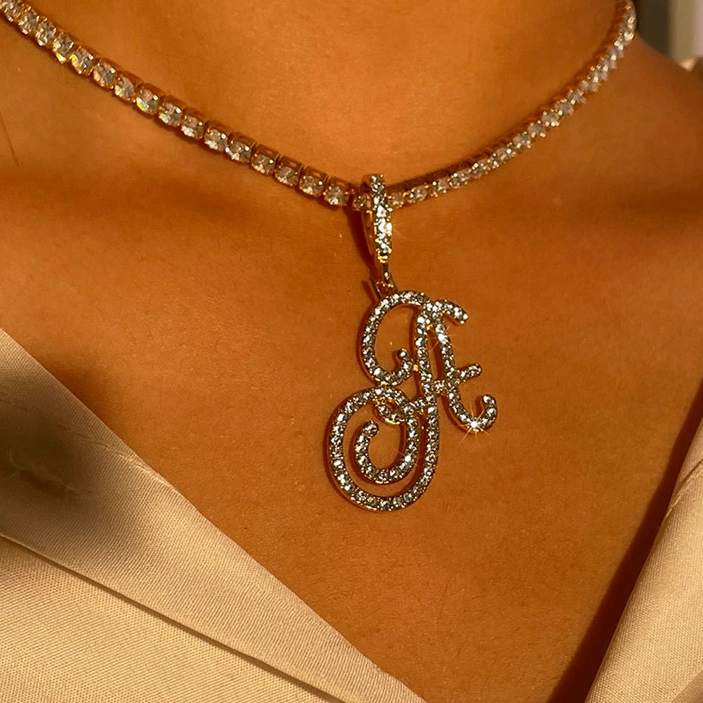 Cursive Cubic Zirconia Initial Chain