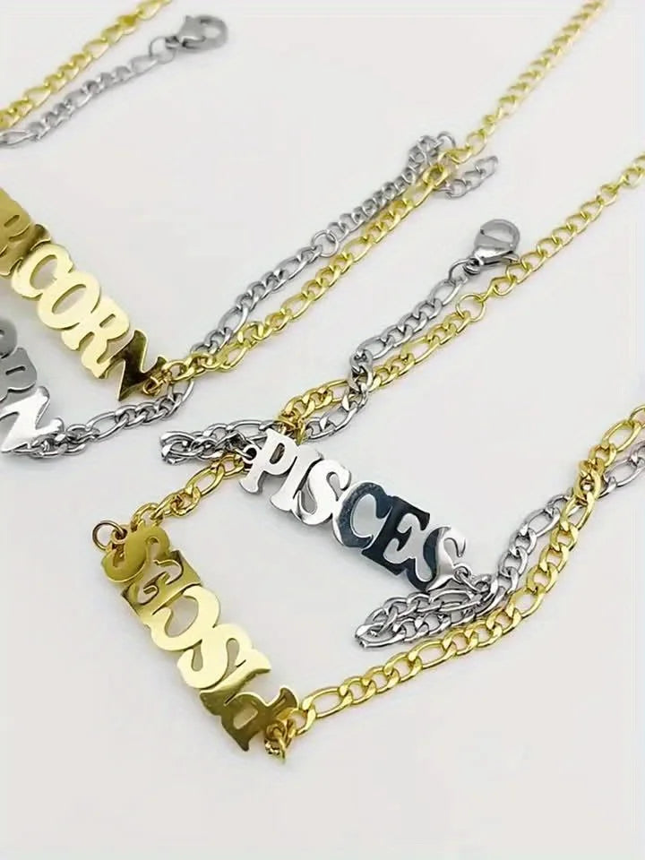 Stainless Steel Zodiac Sign Bracelet