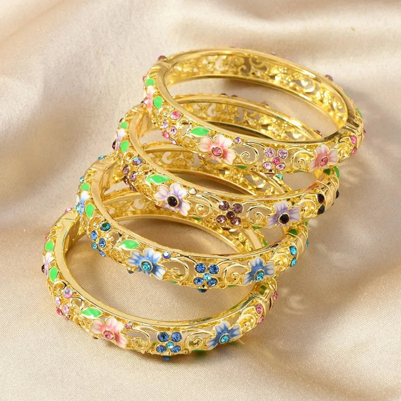 Chinese Floral Gold Bangles