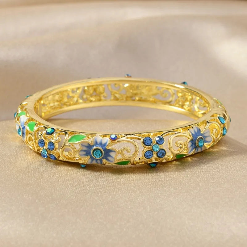 Chinese Floral Gold Bangles