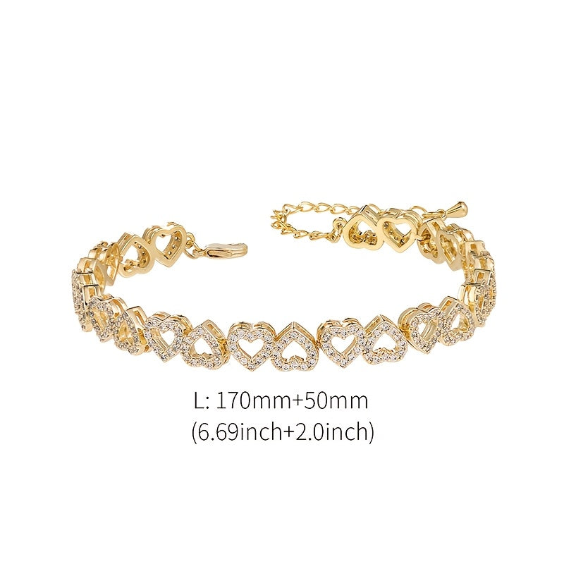 Hollow Heart Tennis Bracelet