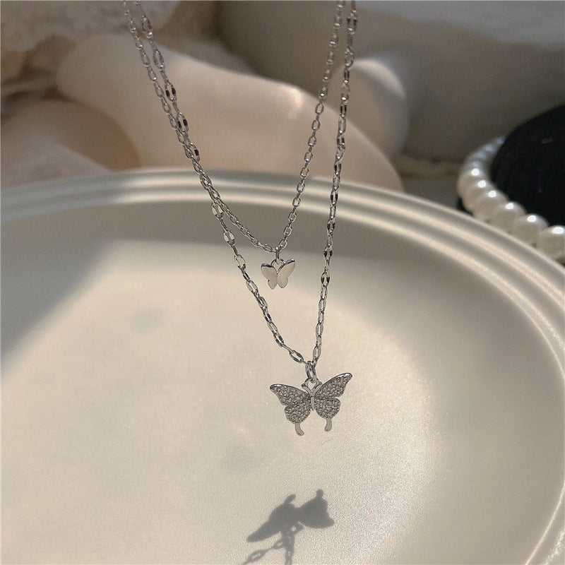 Double Butterfly Gold Plated Necklace