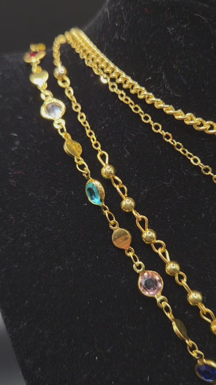 Multi-Colored Golden Rosary Necklace✨